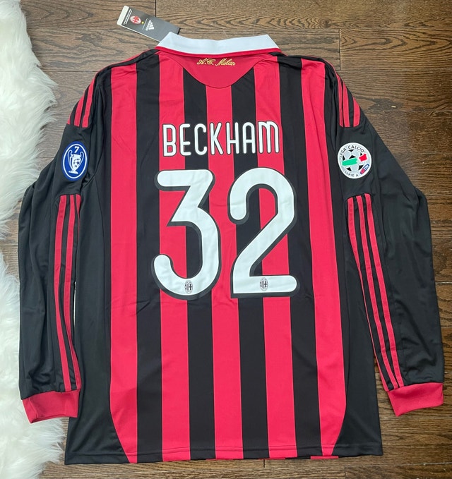 AC Milan 2009-10 Retro David Beckham Soccer Jersey - Long Sleeve - photo 2
