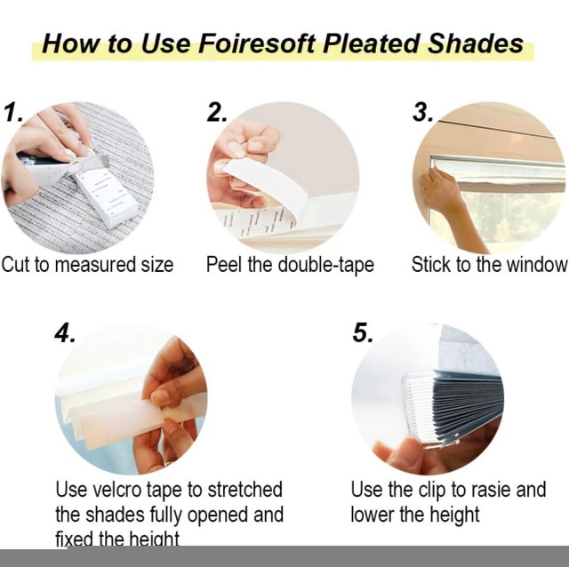 No tools pleated fabric shades, Temporary window blinds - photo 5