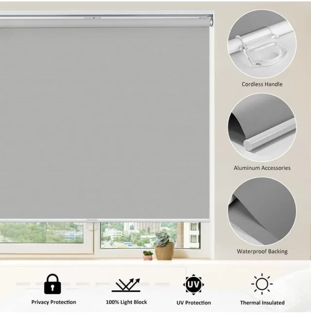 Cordless Blackout Roller Blinds 31” W 72” L UV Protection - photo 4