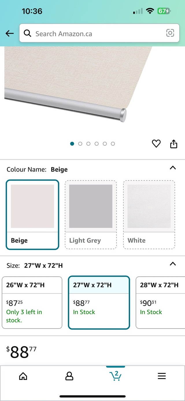 Blackout Roller Shade Blinds 27” W 72” H - photo 3