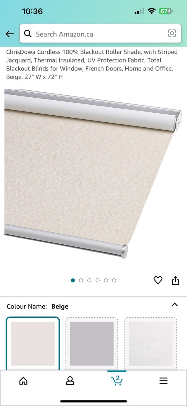 Blackout Roller Shade Blinds 27” W 72” H - photo 4