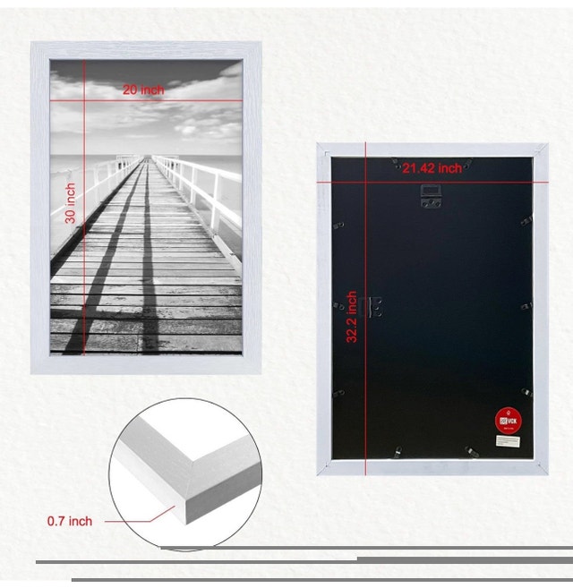 VCK Poster Frames 20"x30" White - 3 Pack Solid Wood - photo 4