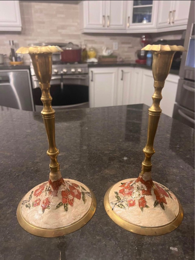 Brass Candle Holders and Vase - Made in India