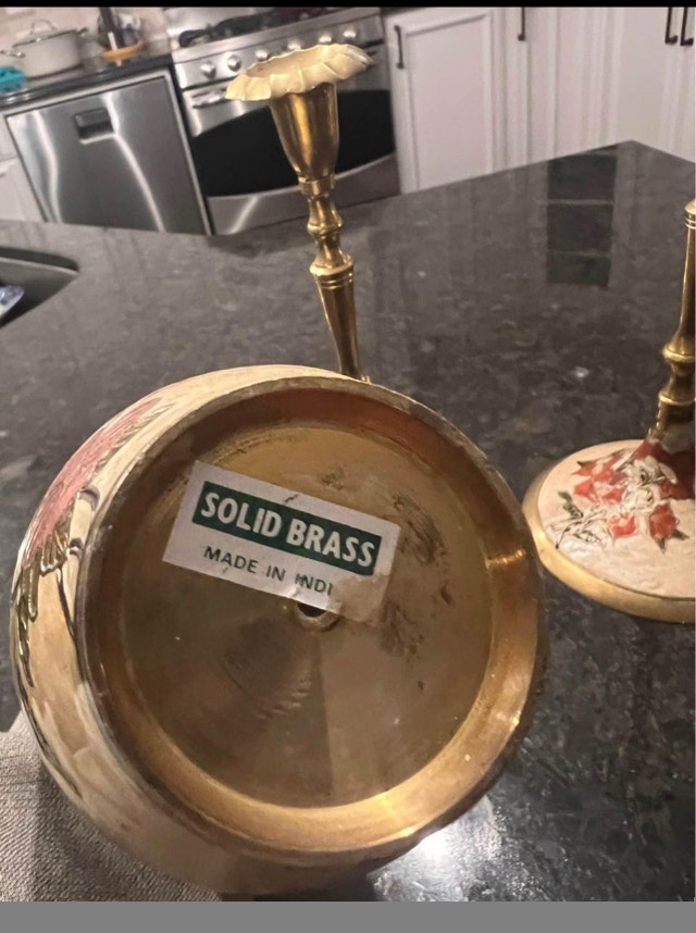 Brass Candle Holders and Vase - Made in India - photo 5