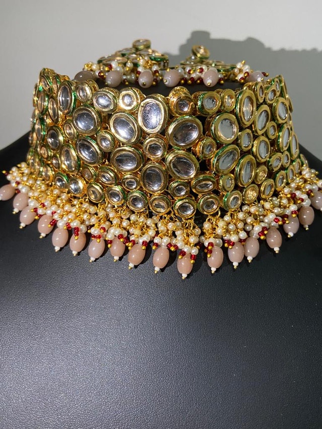 Kundan and Semi Precious Stones Indian Wedding Jewellery Set
