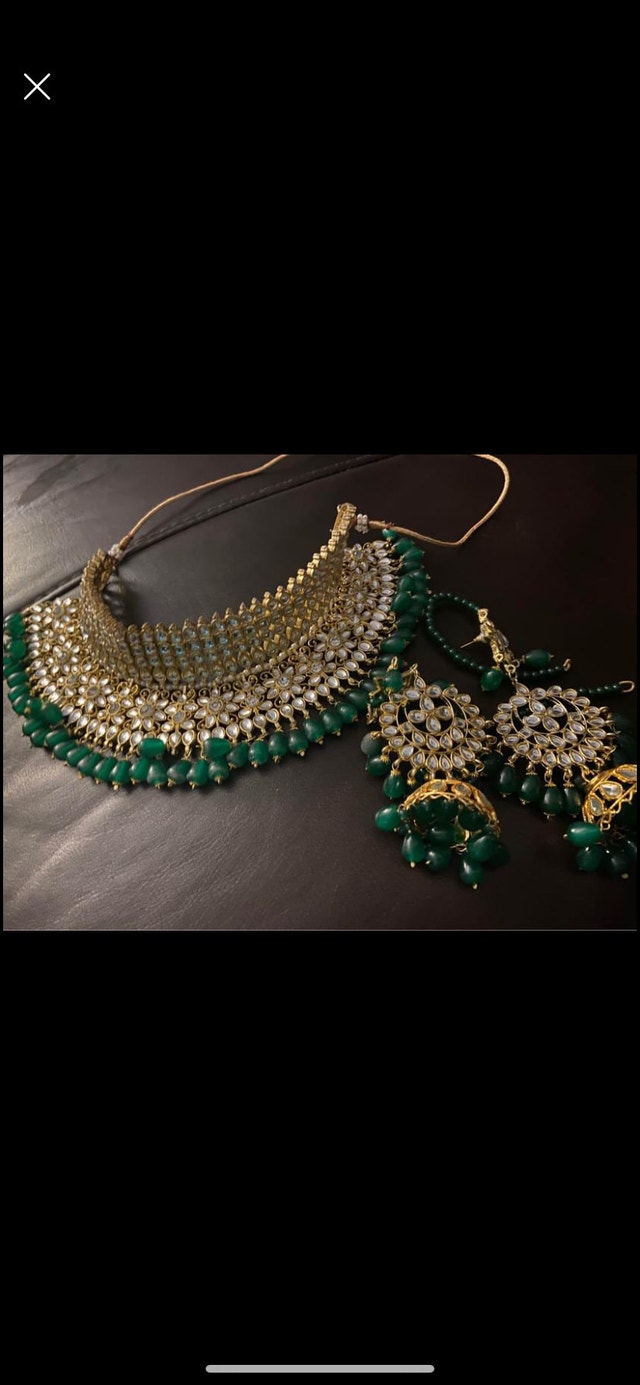 Indian Kundan Emerald Green Jewellery Set - photo 3