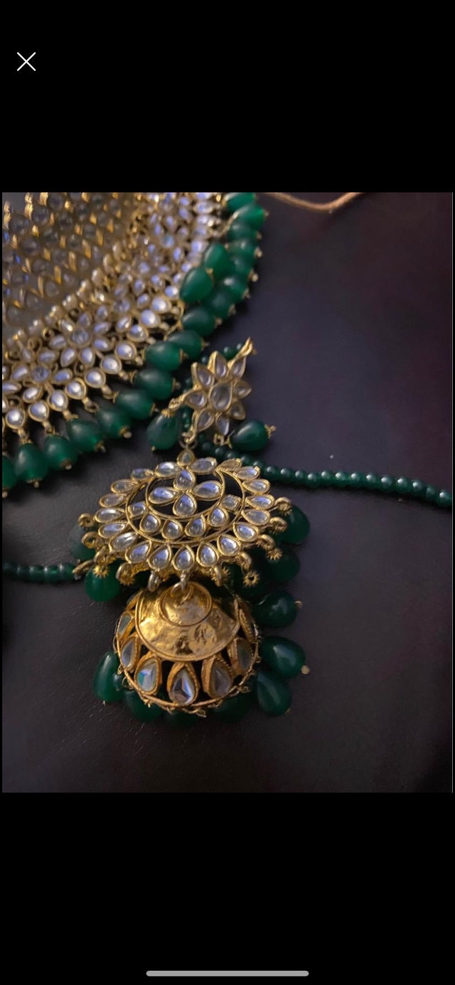 Indian Kundan Emerald Green Jewellery Set - photo 4