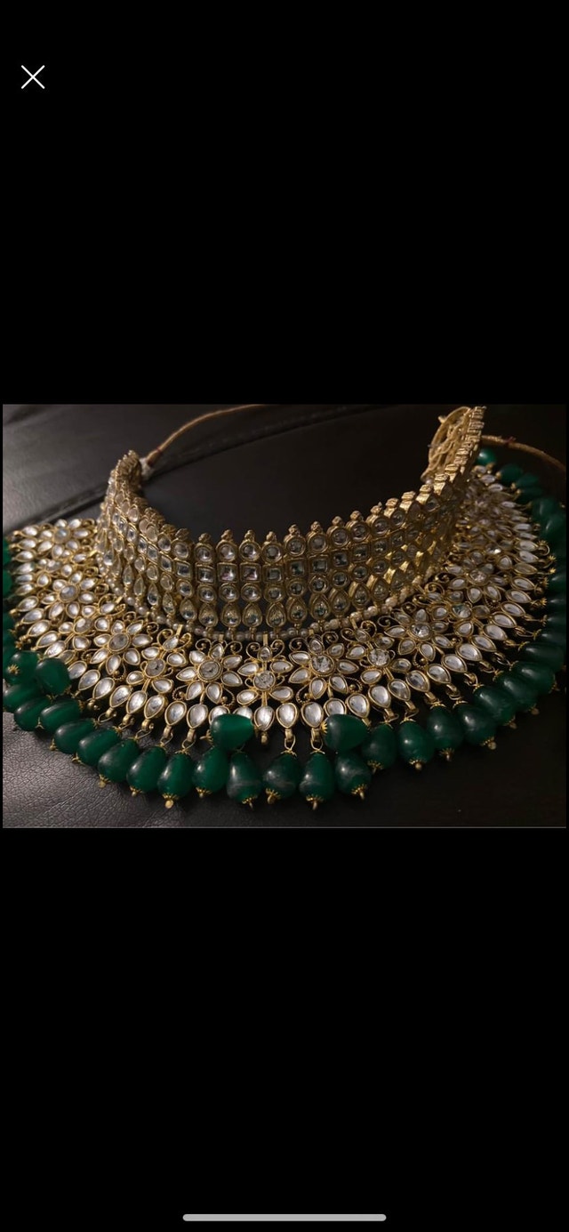 Indian Kundan Emerald Green Jewellery Set - photo 5