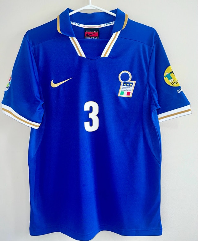 Italy Retro 1996 Maldini Soccer Home Jersey