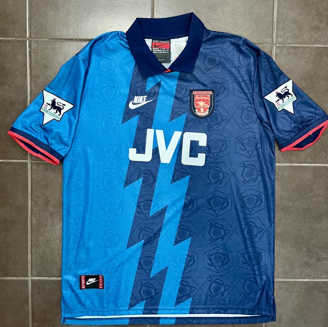 Arsenal Retro 1995 Bergkamp Soccer Away Jersey