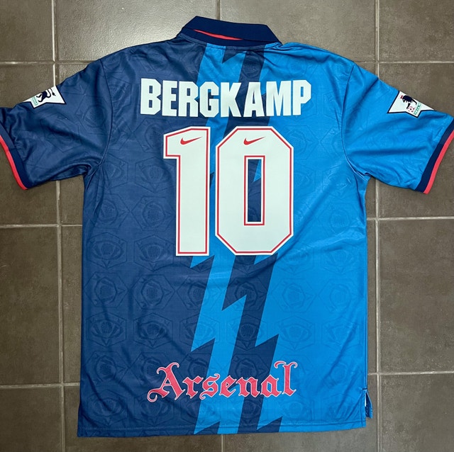 Arsenal Retro 1995 Bergkamp Soccer Away Jersey - photo 2
