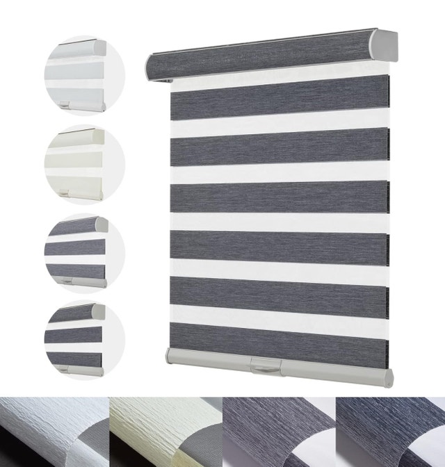 Cordless Zebra Blinds with Dual Layer Light Filtering