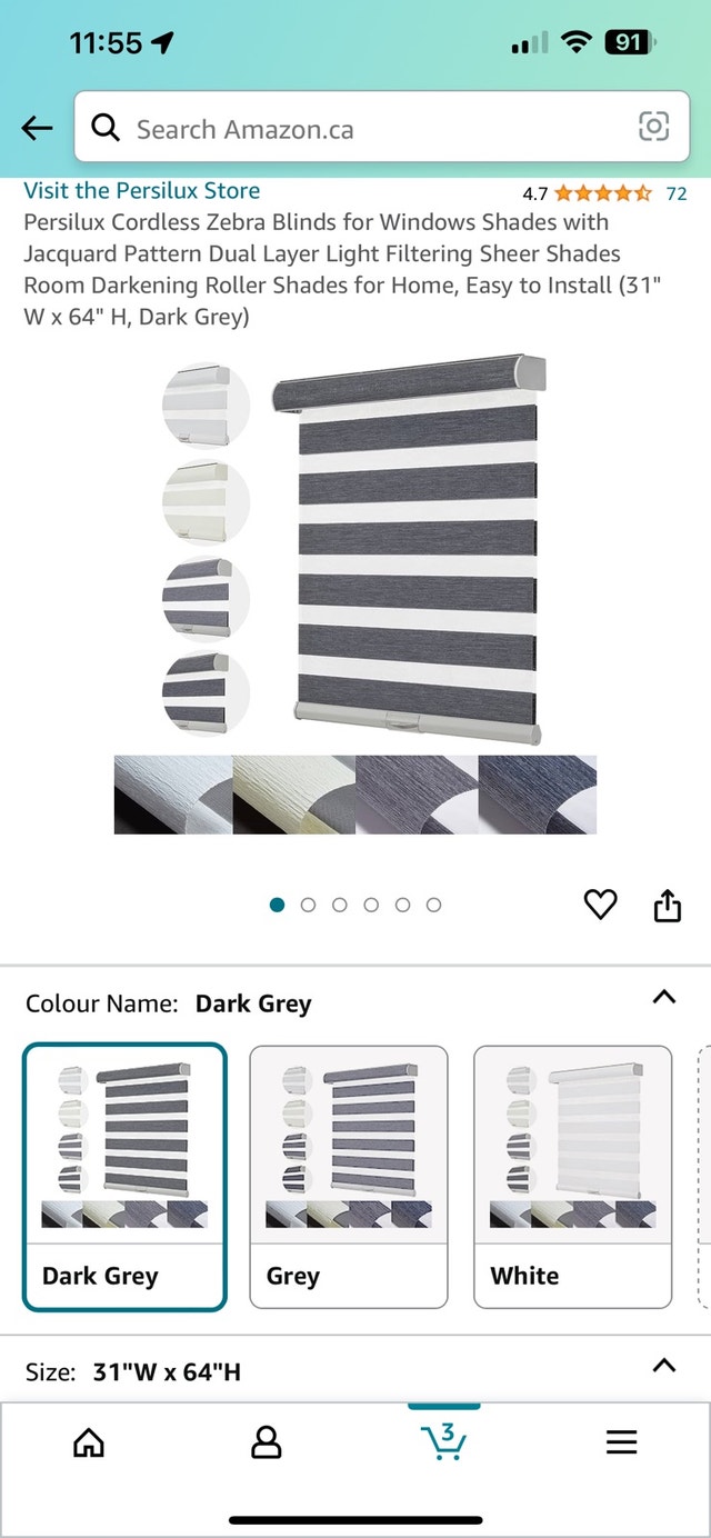 Cordless Zebra Blinds with Dual Layer Light Filtering - photo 3