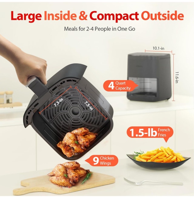 Air Fryer 8-in-1 Digital Glass Display Compact 4Qt - Brand New - photo 5