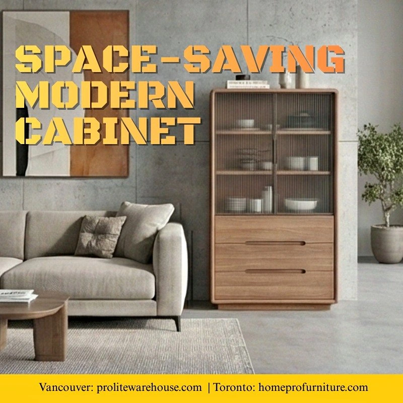 Contemporary Wooden Kitchen Cabinet with Glass Doors $320