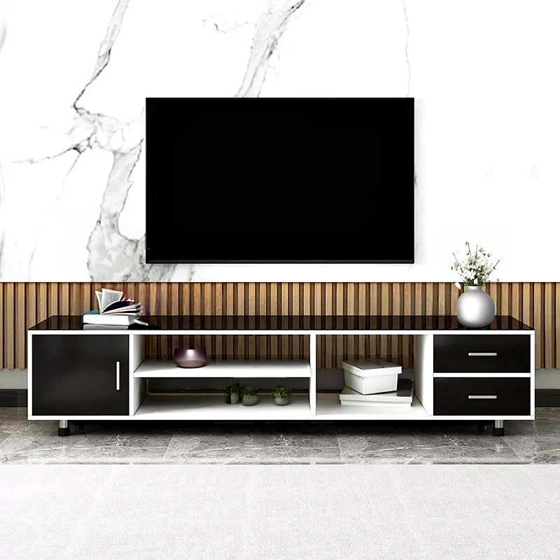Modern Minimalist TV Stand with Glass Top - $115