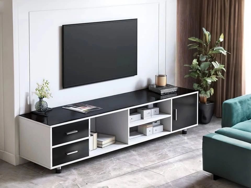 Modern Minimalist TV Stand with Glass Top - $115 - photo 2