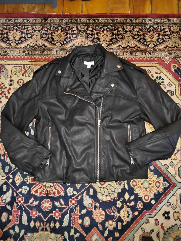 Topshop Black Faux Leather Moto Jacket