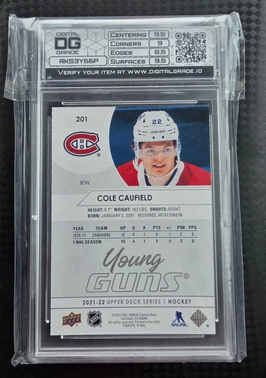 2021-22 Upper Deck Series 1 Cole Caufield Young Guns #201 DG Min - photo 2