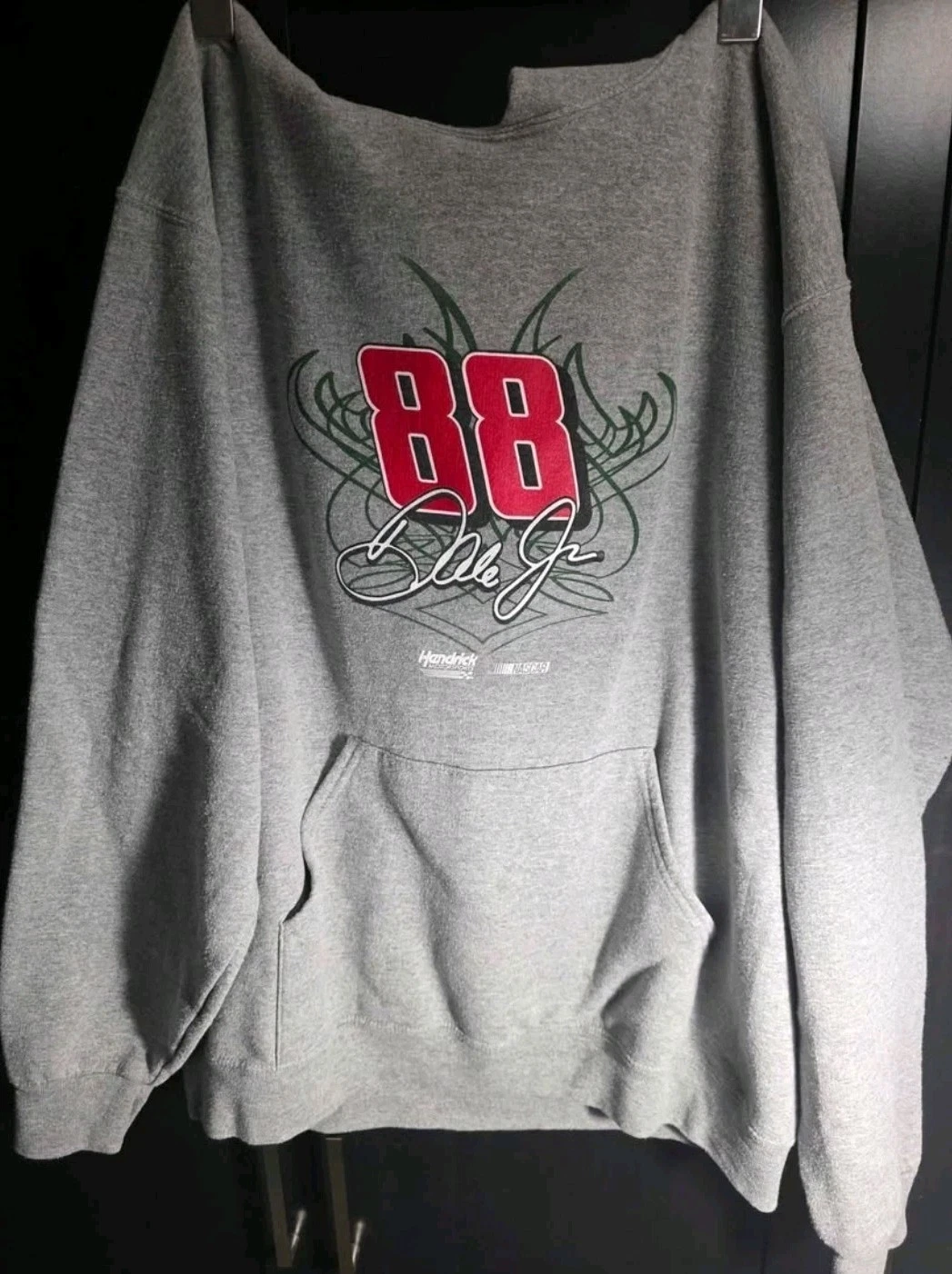 Dale Earnhardt Jr Hoodie Sweatshirt Mens Large Gray NASCAR Racin
