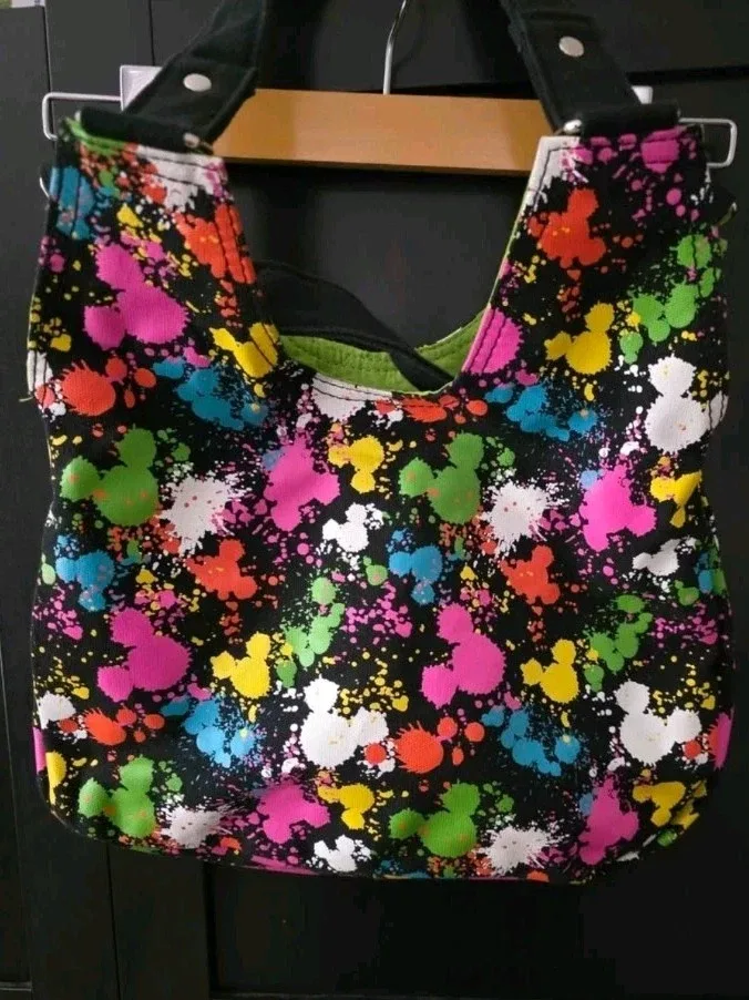 Disney Parks 2012 Mickey Mouse Purse - Neon Rainbow Paint Splash