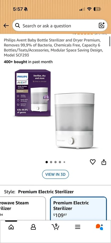 Avent Baby Bottle Sterilizer and Dryer