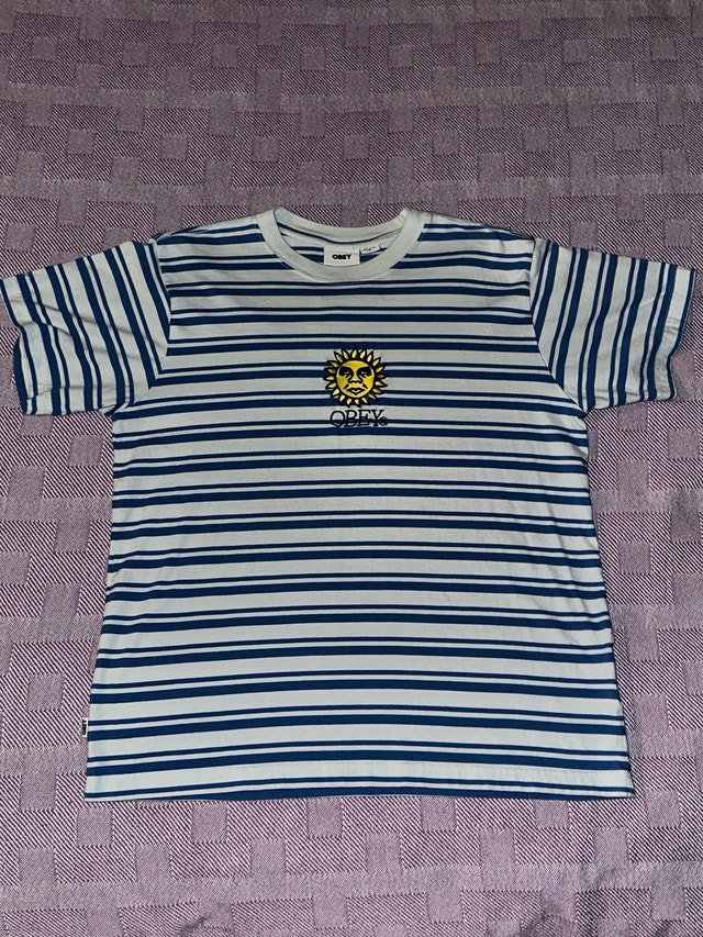 OBEY Sunrise Blue Striped T-Shirt - photo 2