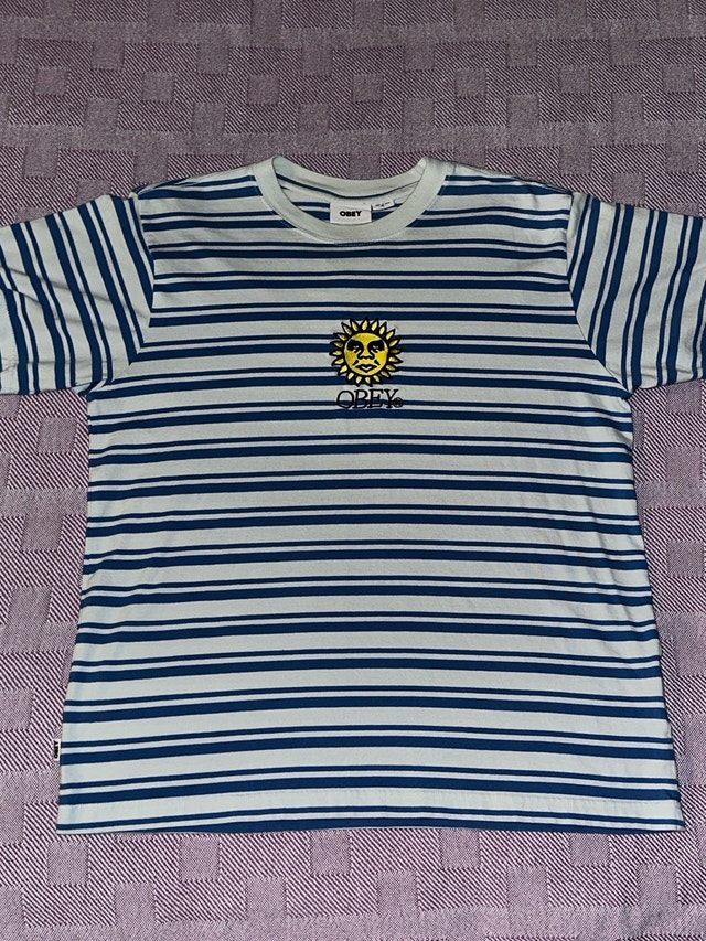 OBEY Sunrise Blue Striped T-Shirt - photo 3