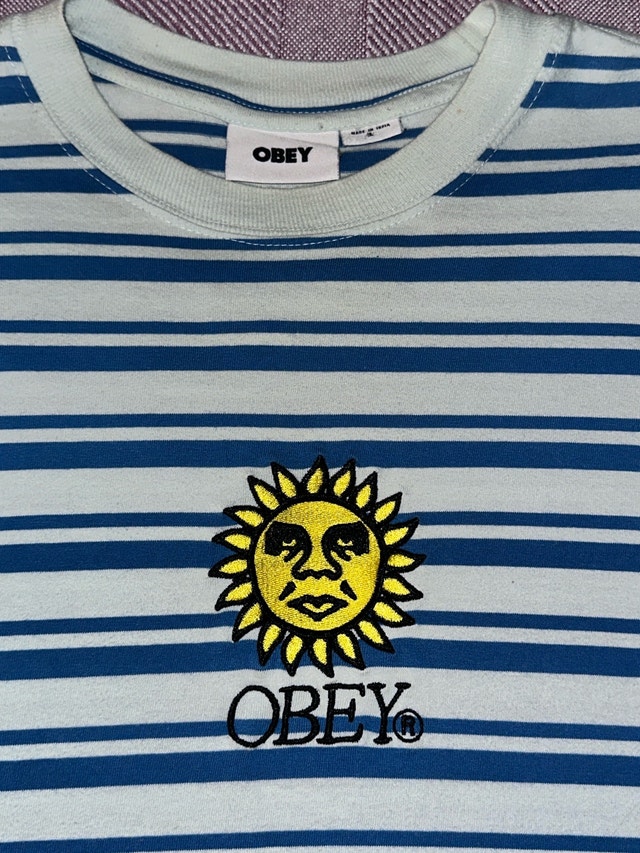 OBEY Sunrise Blue Striped T-Shirt - photo 5