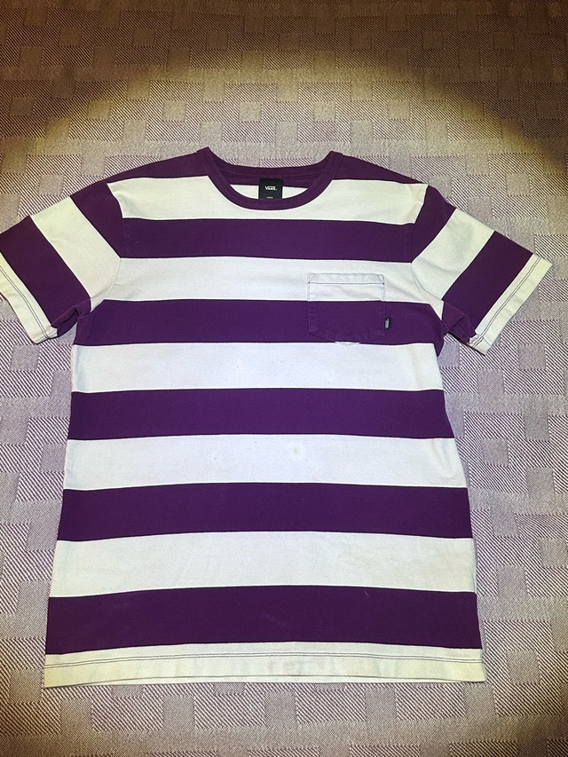 Vans Men's Striped T-Shirt Purple/White