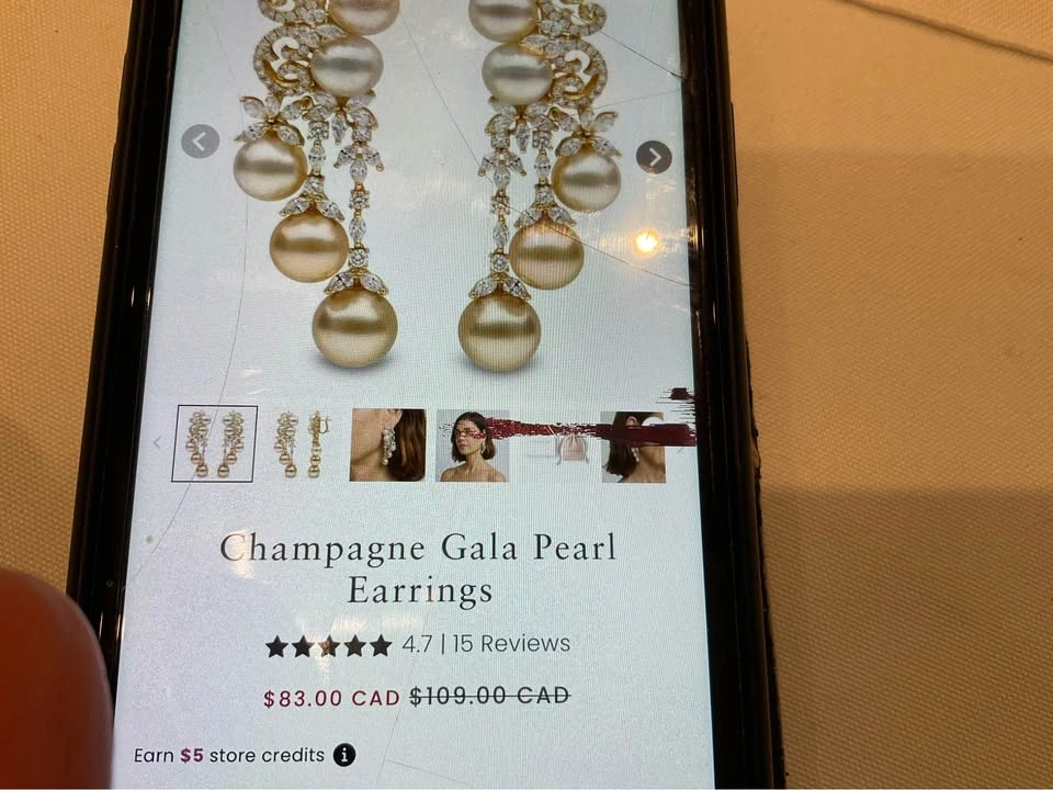Ladies Earrings BRAND NEW VOISSON Champagne Gala Pearl - photo 2
