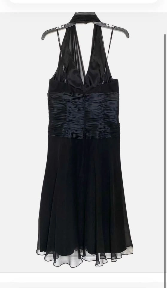 Maggy London Black Silk Halter Midi Dress, Size 6 - photo 4