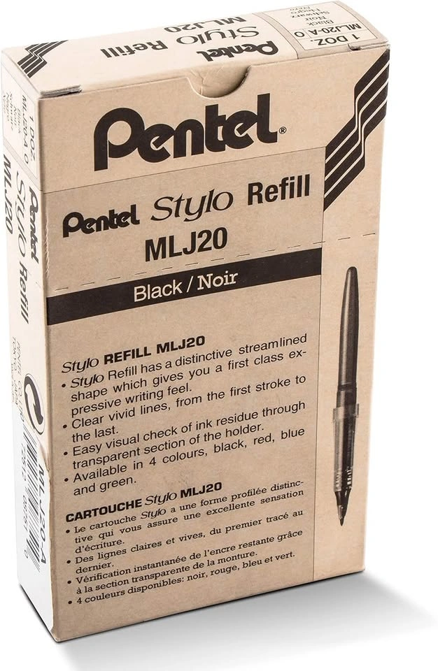 Pentel Arts Tradio Stylo Sketch Pen Refills, Black, Box of 12 - photo 3