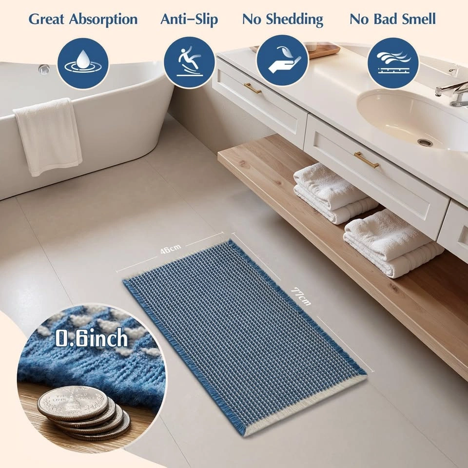 Bath Mat Rug for Bathroom (Blue Cream) 46 x 77 cm - photo 2