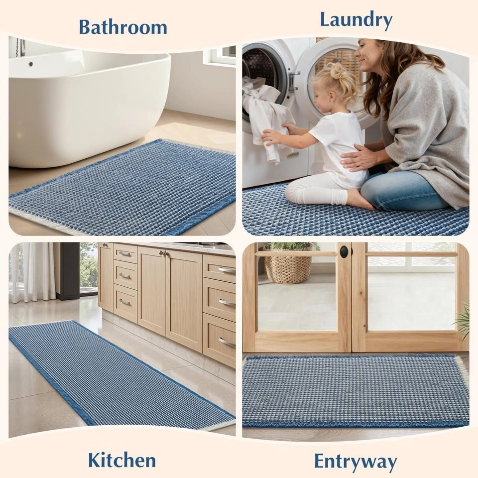 Bath Mat Rug for Bathroom (Blue Cream) 46 x 77 cm - photo 3