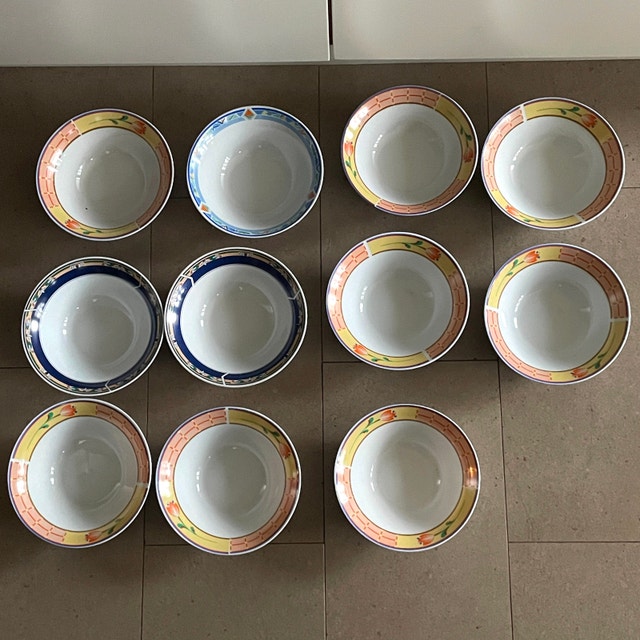 Set of 11 Porcelain Soup Salad Bowls - photo 3