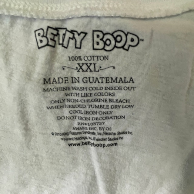 Betty Boop Scoop Neck White Cotton T-Shirt - Size XXL - photo 3