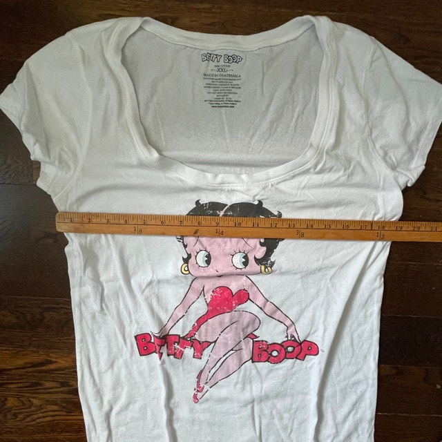 Betty Boop Scoop Neck White Cotton T-Shirt - Size XXL - photo 5