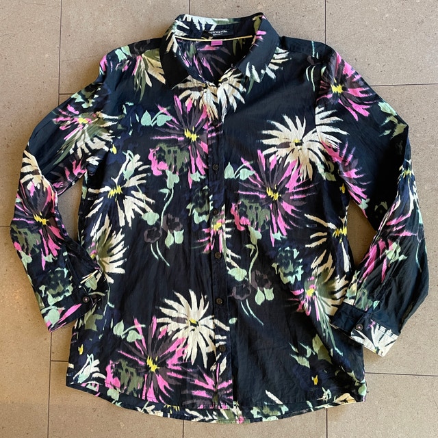 Scotch & Soda Floral Aster Black Cotton Blouse Shirt-Sz.2
