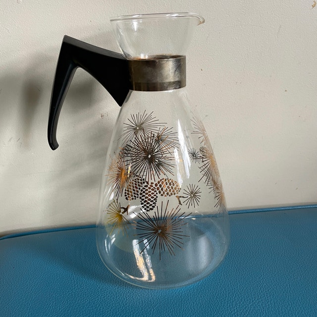 Pyrex Coffee Carafe - Gold Pinecone Motif, 10 Cup