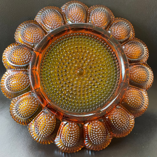 Rare Vintage 70s Indiana Carnival Glass Egg Plate - photo 3