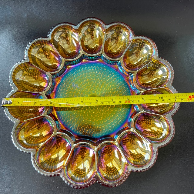 Rare Vintage 70s Indiana Carnival Glass Egg Plate - photo 4