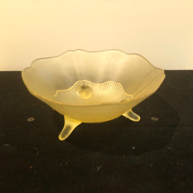1930s Lancaster Glass Co. #868 Kay Pattern Frosted Yellow Footed