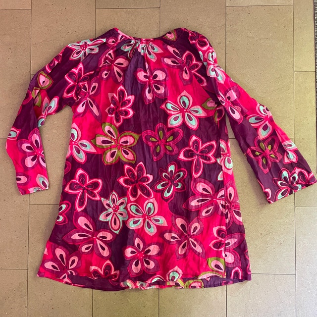 Pink Floral Sheer Cotton Dress/Swim Cover-up L/XL - photo 3