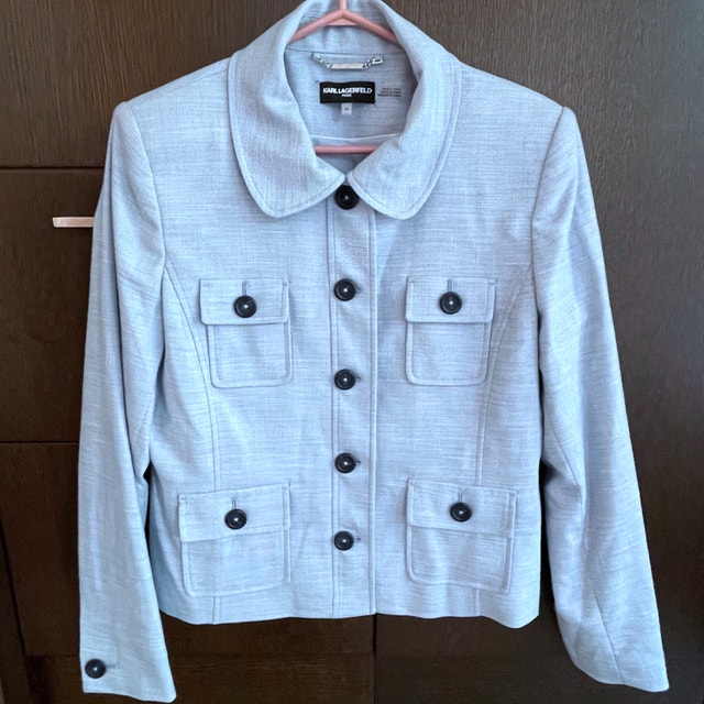 NEW Karl Lagerfeld Paris Short Blazer Jacket - Light Blue - Size - photo 2
