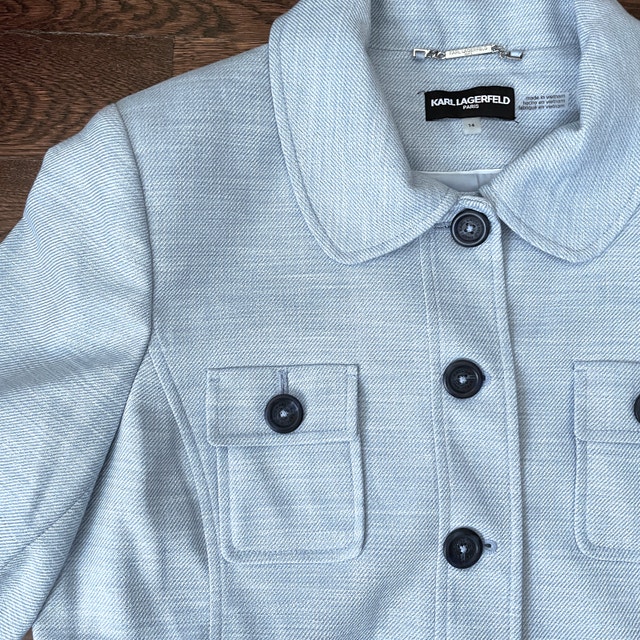 NEW Karl Lagerfeld Paris Short Blazer Jacket - Light Blue - Size - photo 5
