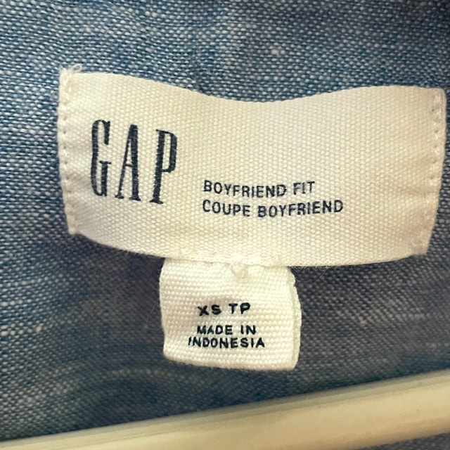 GAP Womans Light Blue Linen Boyfriend Shirt-Extra Small - photo 3