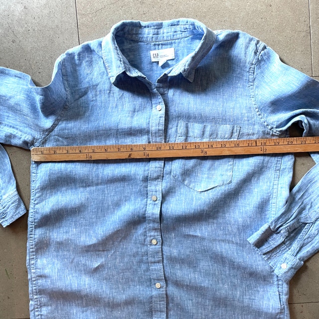 GAP Womans Light Blue Linen Boyfriend Shirt-Extra Small - photo 4