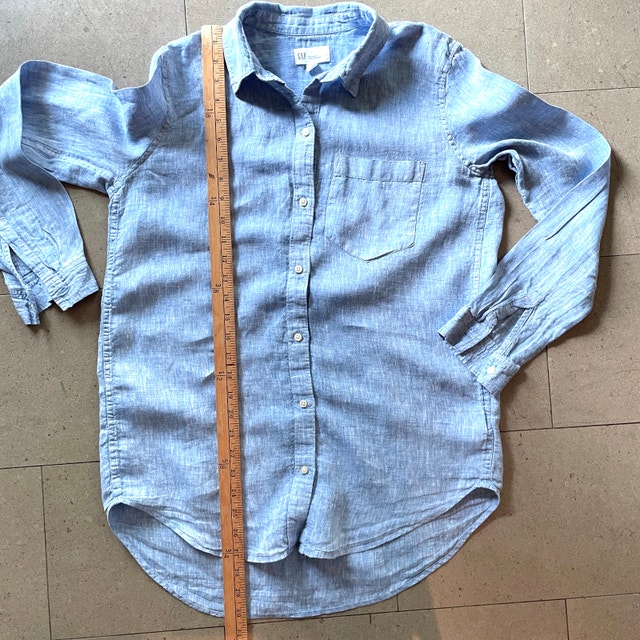 GAP Womans Light Blue Linen Boyfriend Shirt-Extra Small - photo 5