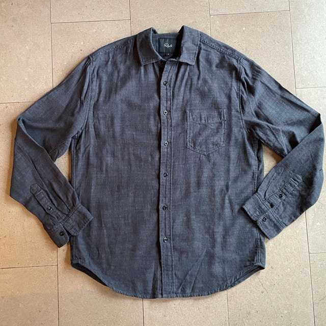Luxury Rails Men's Wyatt Shirt Black Chambray Cotton Small